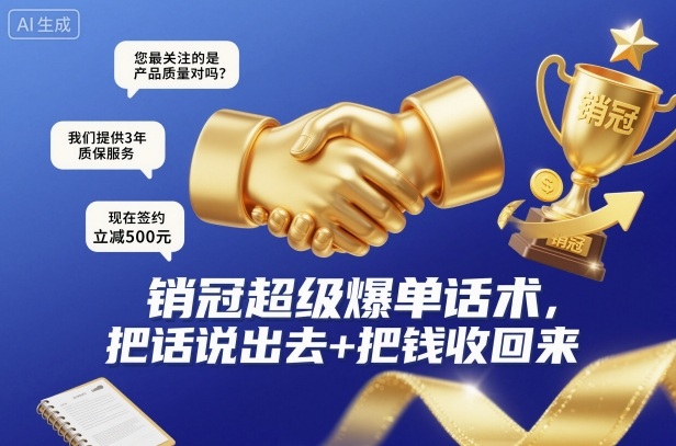 销冠超级爆单话术，把话说出去+把钱收回来-钱途社