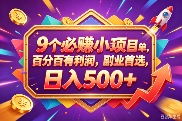 （18462期）9个必赚钱的小项目，百分百赚米，无脑简单，副业首选，日入380+-钱途社