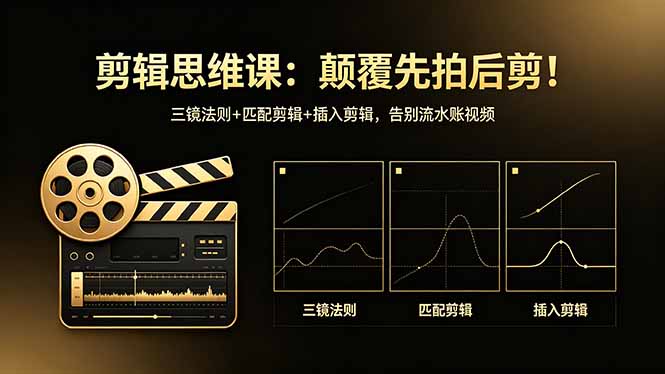 剪辑思维课：颠覆先拍后剪！三镜法则+匹配剪辑+插入剪辑，告别流水账视频-钱途社