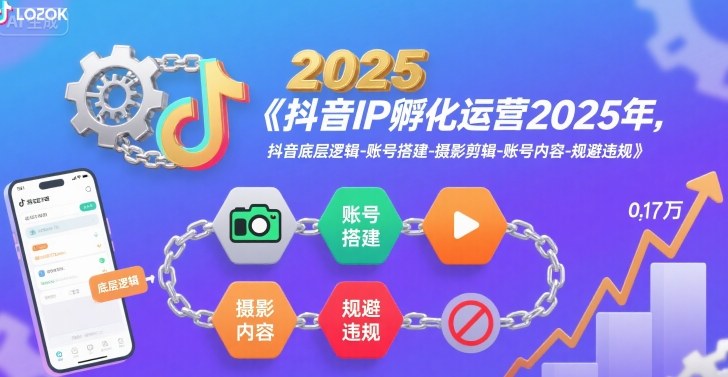 抖音IP孵化运营2025年，抖音底层逻辑-账号搭建-摄影剪辑-账号内容-规避违规-钱途社