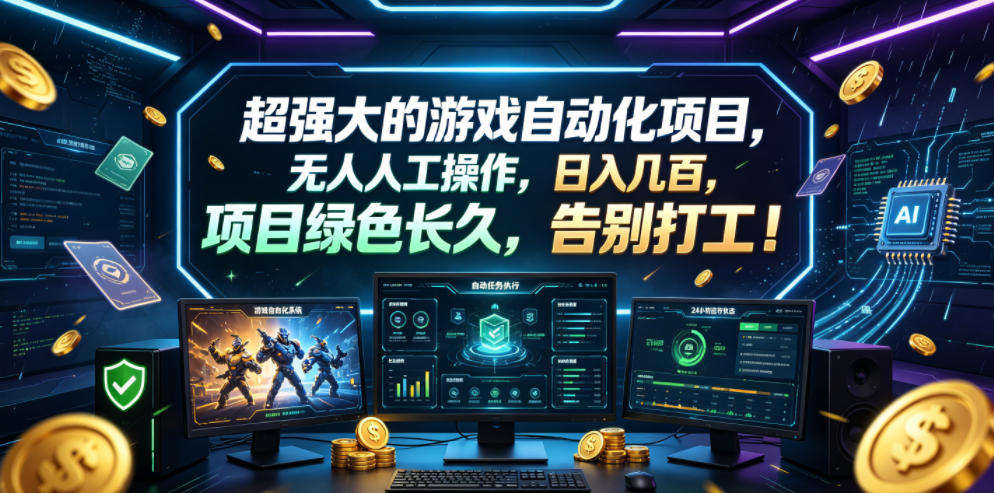 超强大的游戏自动化项目，无人人工操作，日入几百，项目绿色长久，告别打工！【揭秘】-钱途社