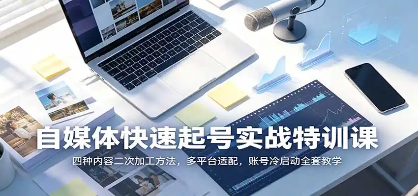自媒体快速起号实战特训课：四种内容二次加工方法，多平台适配，账号冷启动全套教学-钱途社
