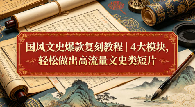 国风文史爆款复刻教程｜4大模块，轻松做出高流量文史类短片-钱途社