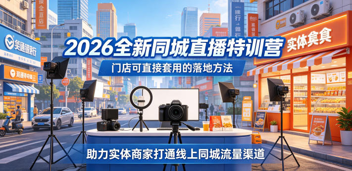 2026全新同城直播特训营,门店可直接套用的落地方法,助力实体商家打通线上同城流量渠道-钱途社