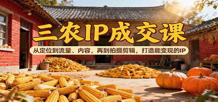 三农IP成交课：从定位到流量、内容，再到拍摄剪辑，打造能变现的IP-钱途社