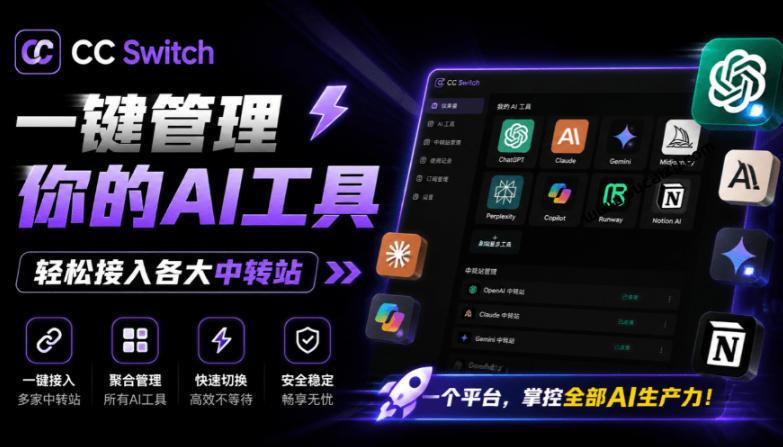一键给Chatgpt、Codex、Claude接入地第三方中转站，CC Switch统一管理你的AI编程工具工作流-钱途社