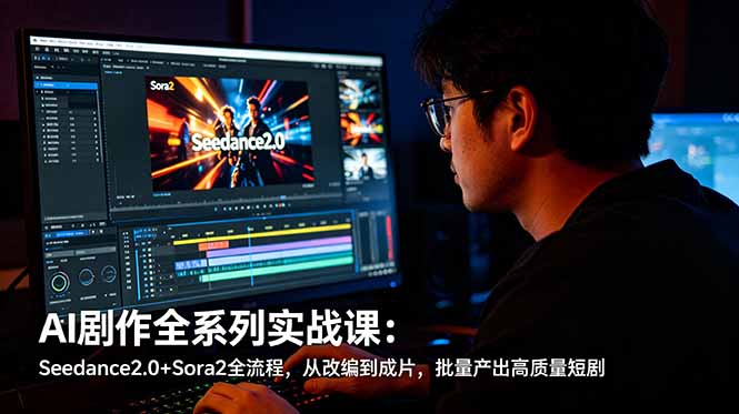 AI剧作全系列实战课:Seedance2.0+Sora2全流程,从改编到成片,批量产出高质量短剧-钱途社