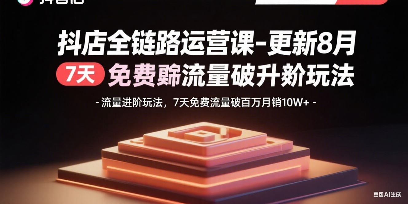 抖店全链路运营课-更新8月：流量进阶玩法，7天免费流量破百万月销10W+-钱途社