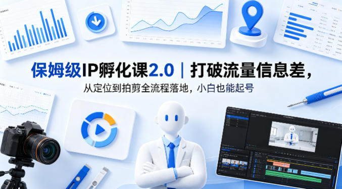 保姆级IP孵化课2.0｜打破流量信息差，从定位到拍剪全流程落地，小白也能起号-钱途社