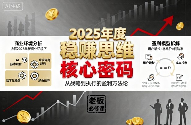 2025年度稳賺思维老板创业营，拆解2025年新商业环境下，企业实现持续盈利的核心密码-钱途社
