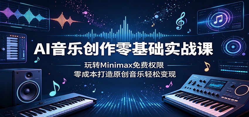 AI音乐创作零基础实战课:玩转Minimax免费权限,零成本打造原创音乐轻松变现-钱途社