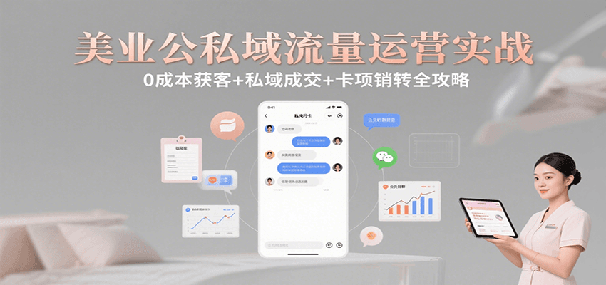 美业公私域流量运营实战：0成本获客+私域成交+卡项销转全攻略-钱途社