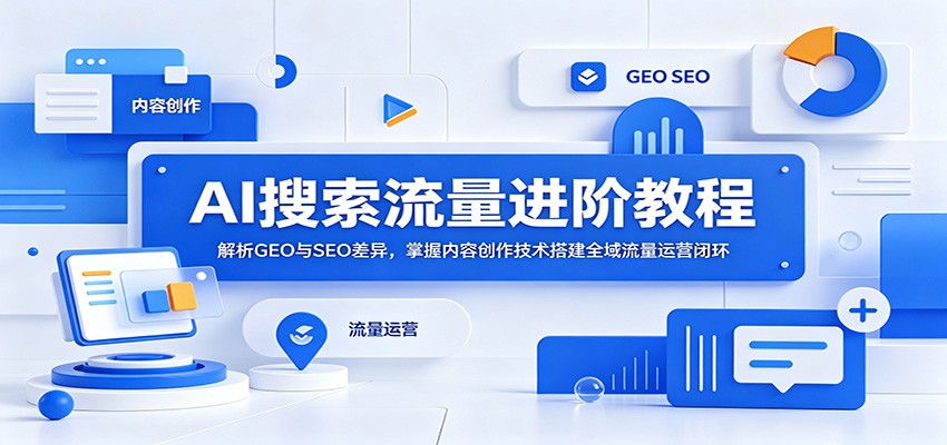 AI搜索流量进阶教程：解析GEO与SEO差异，掌握内容创作技术搭建全域流量运营闭环-钱途社