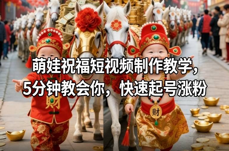萌娃祝福短视频制作教学，5分钟教会你，快速起号涨粉-钱途社
