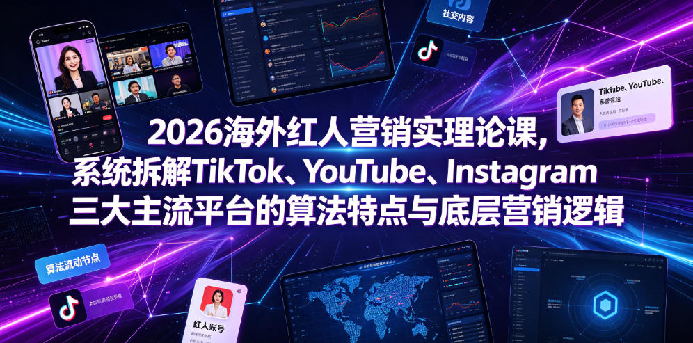 2026海外红人营销实理论课，系统拆解TikTok、YouTube、Instagram三大主流平台的算法特点与底层营销逻辑-钱途社