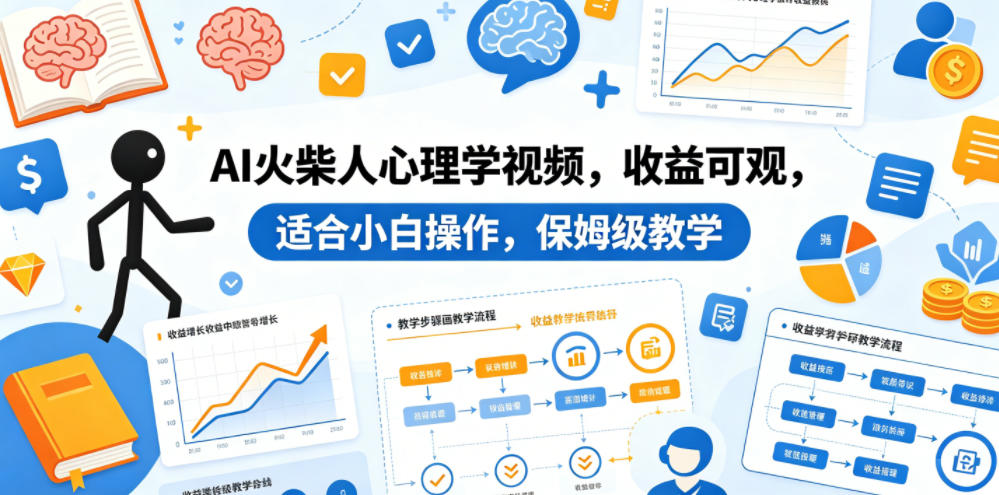 AI火柴人心理学视频,收益可观,适合小白操作,保姆级教学-钱途社