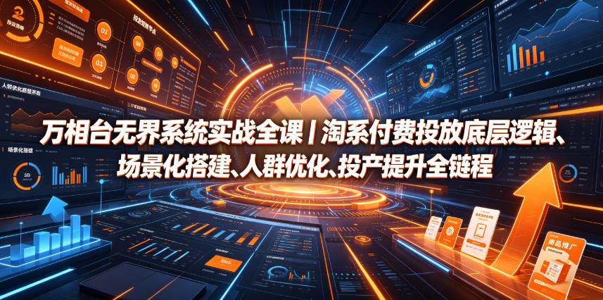 万相台无界系统实战全课｜淘系付费投放底层逻辑、场景化搭建、人群优化、投产提升全链路运营教程-钱途社
