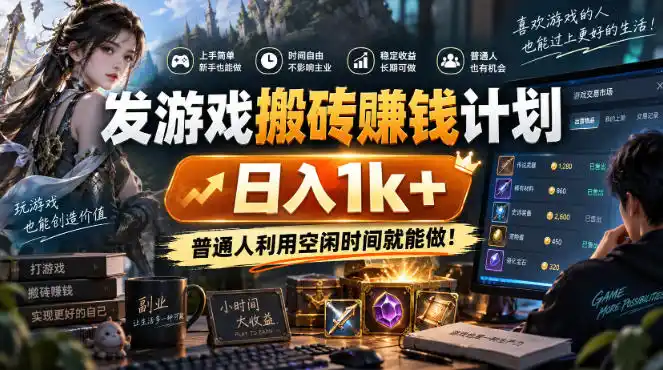 发游戏搬砖賺钱计划，日入1k+，普通人利用空闲时间就能做！【揭秘】-钱途社