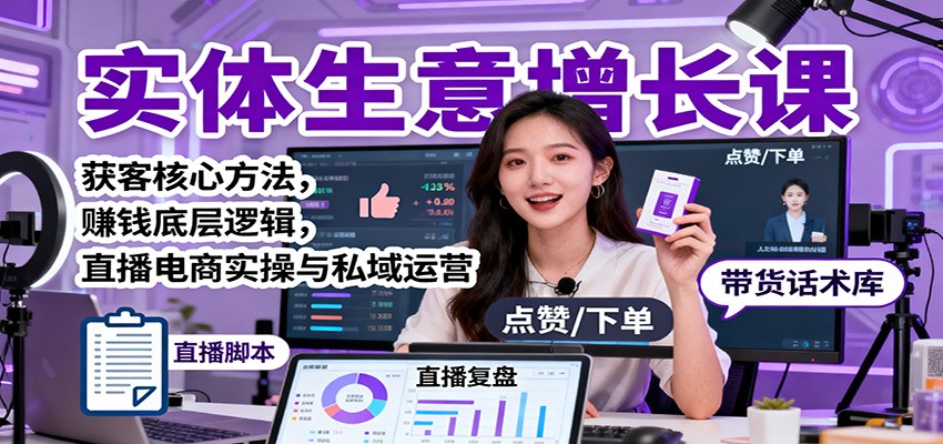 实体生意增长课：获客核心方法，赚钱底层逻辑，直播电商实操与私域运营-钱途社