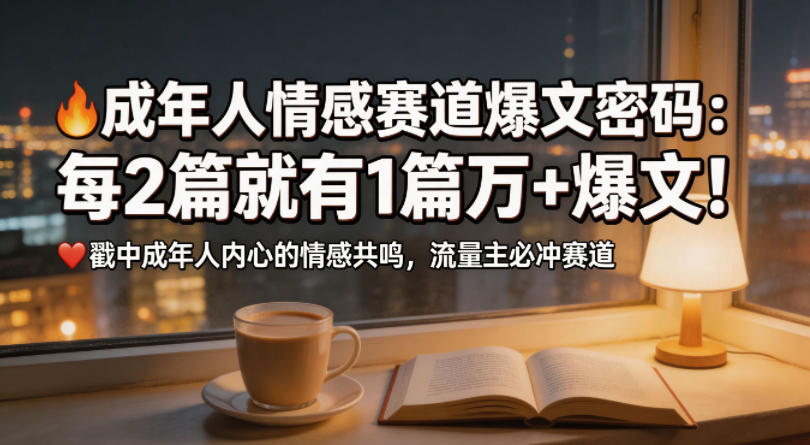 公众号流量主成年人情感心理赛道，流量最大，受众最广的主流赛道之一，平均每2篇就有1篇万爆文章-钱途社