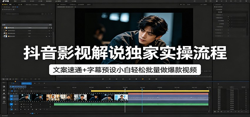 抖音影视解说独家实操流程，文案速通+字幕预设小白轻松批量做爆款视频-钱途社
