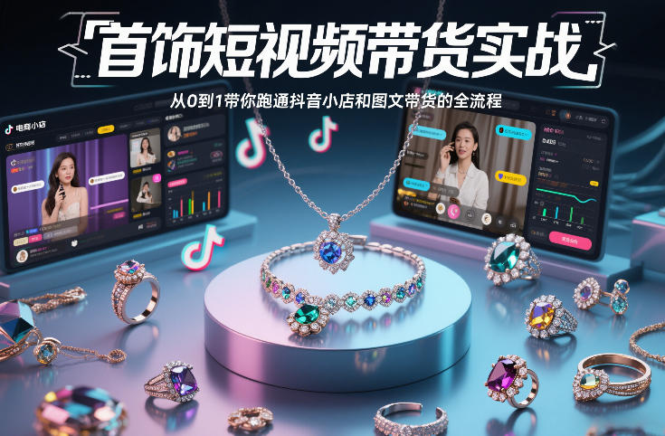 首饰短视频带货实战，从0到1带你跑通抖音小店和图文带货的全流程-钱途社