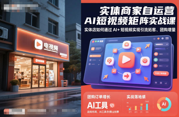 实体商家自运营AI短视频矩阵实战课，实体店如何通过AI+短视频实现引流拓客、团购增量-钱途社