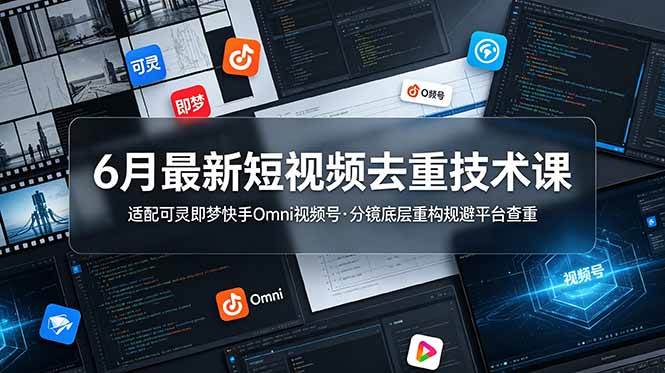 （19031期）6月最新短视频去重技术课，适配可灵即梦快手Omni视频号，分镜底层重构规避平台查重-钱途社