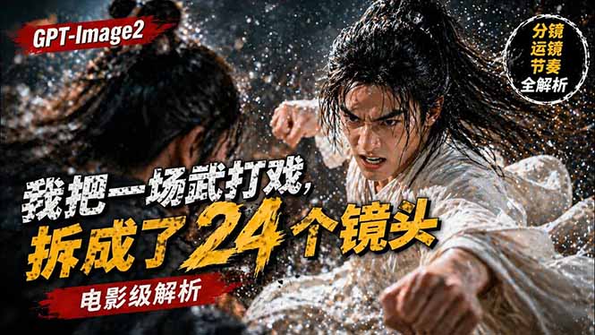 用GPT-Image2，把一段武打对决拆成24个连续镜头，从人物建立、动作衔接、运镜节奏，到情绪爆发-钱途社