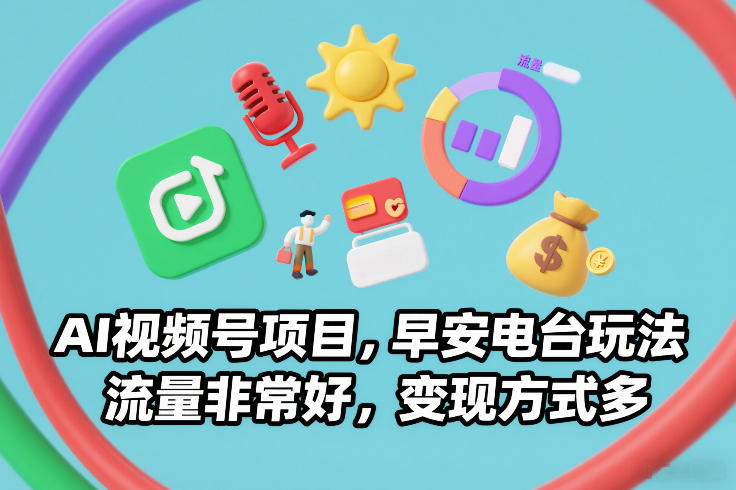 AI视频号项目，早安电台玩法，流量非常好，变现方式多-钱途社