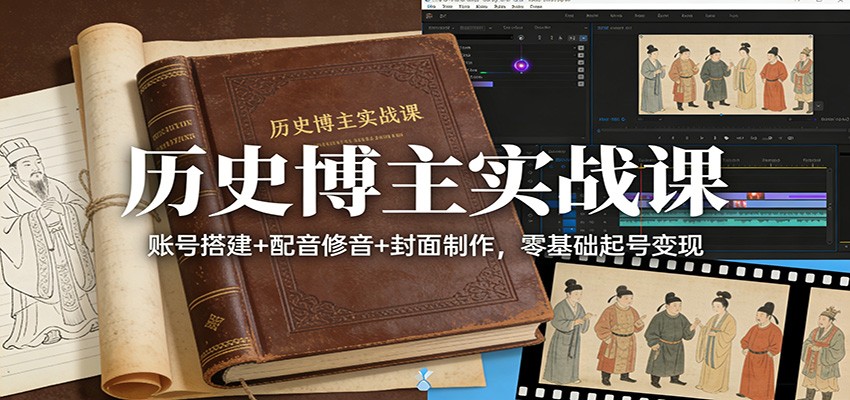 历史博主实战课：账号搭建+配音修音+封面制作，零基础起号变现-钱途社