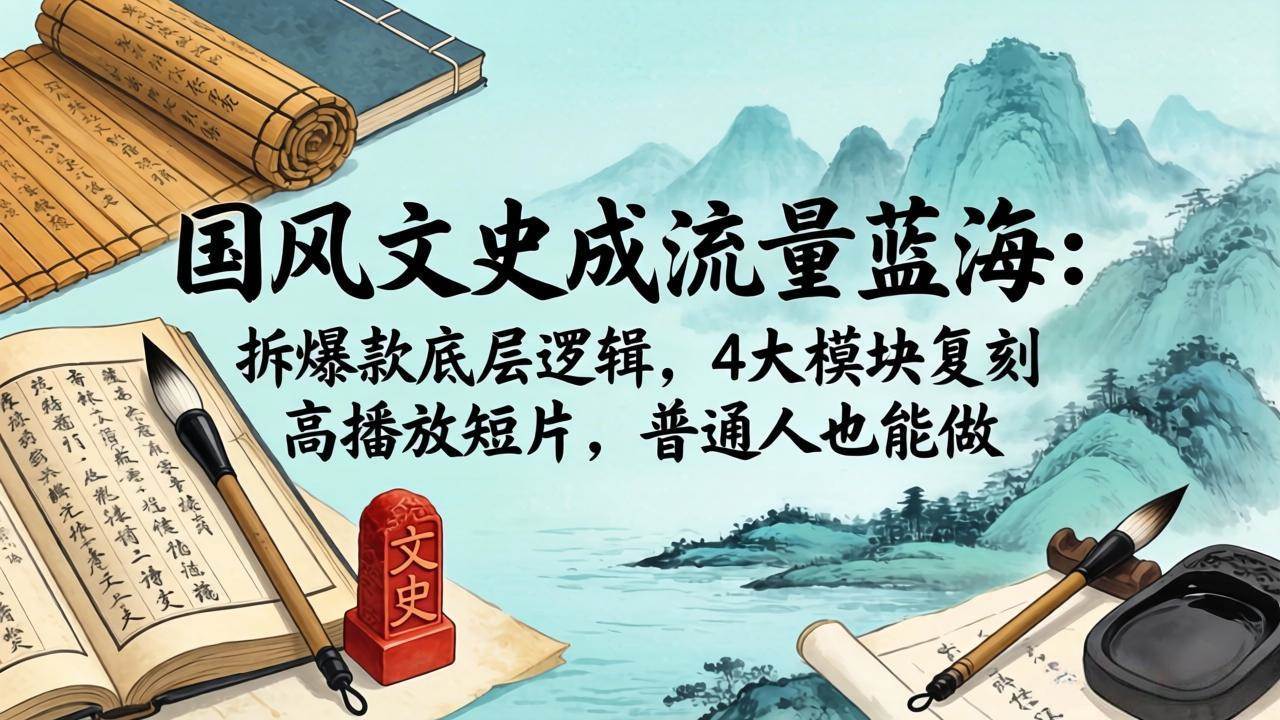 （18227期）国风文史成流量蓝海：拆爆款底层逻辑，4大模块复刻高播放短片，普通人也能做-钱途社