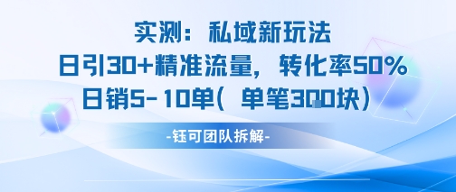 实测私域新玩法日引30加精准流量转化率50%日销5-10单每笔3张-钱途社
