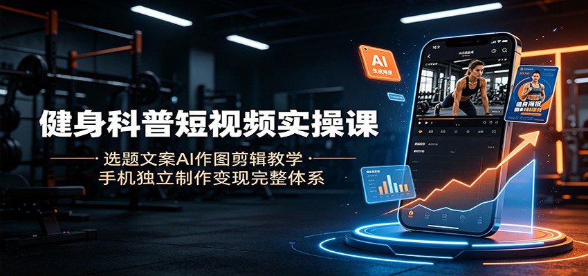 健身科普短视频实操课：选题文案AI作图剪辑教学，手机独立制作变现完整体系-钱途社
