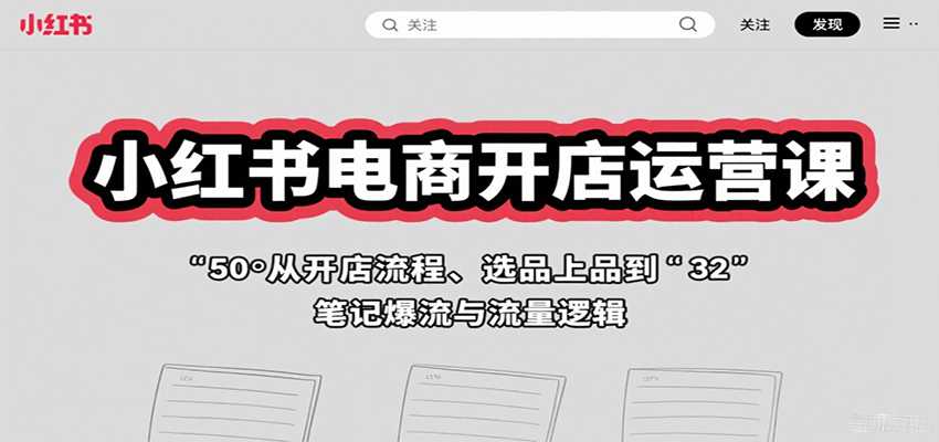 小红书电商开店运营课：从开店流程、选品上品到笔记爆流与流量逻辑-钱途社