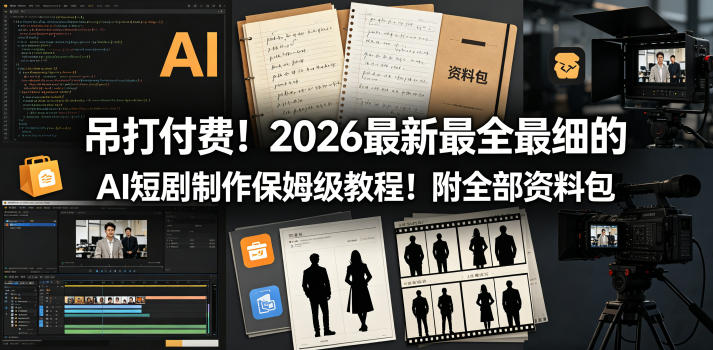 吊打付费！2026最新最全最细的AI短剧制作保姆级教程！附全部资料包-钱途社