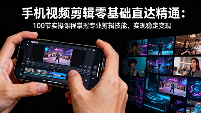 手机视频剪辑零基础直达精通:100节实操课程掌握专业剪辑技能,实现稳…-钱途社