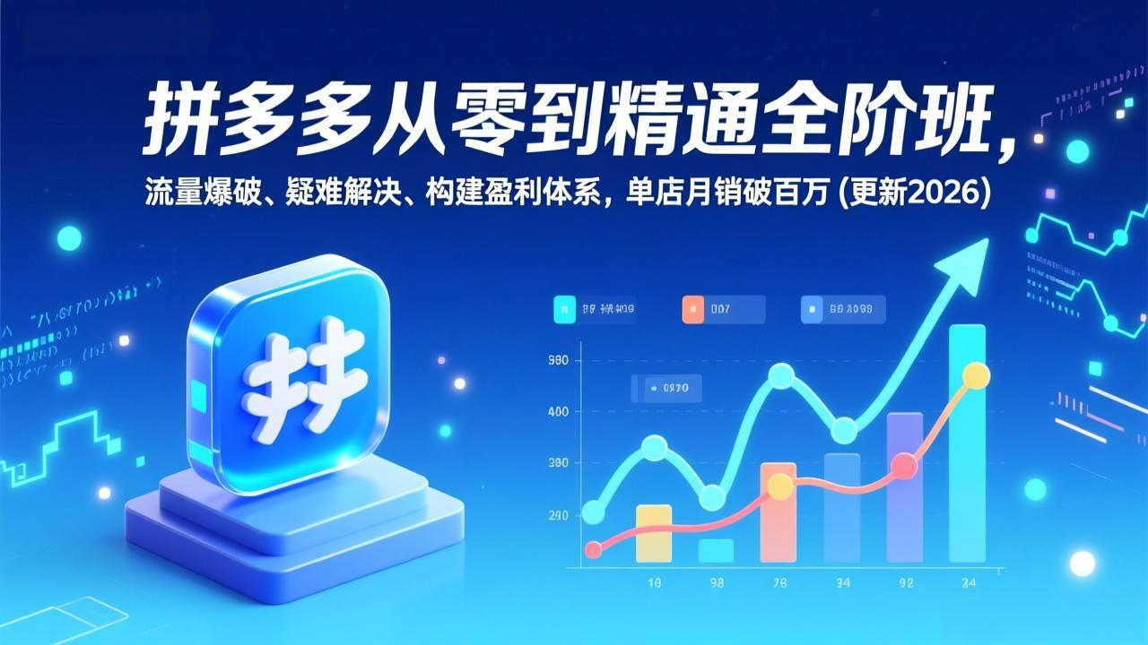 拼多多从零到精通全阶班，流量爆破、疑难解决，构建盈利体系，单店月销破百万(更新2026-钱途社