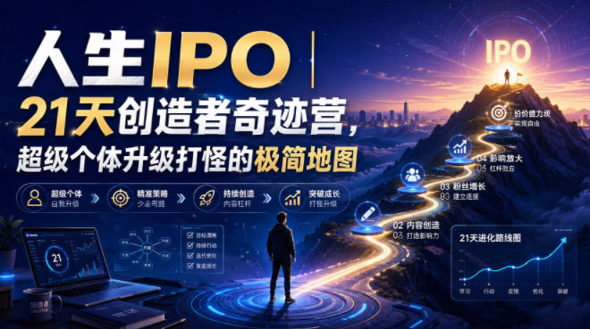 人生IPO︱21天创造者奇迹营，超级个体升级打怪的极简地图-钱途社