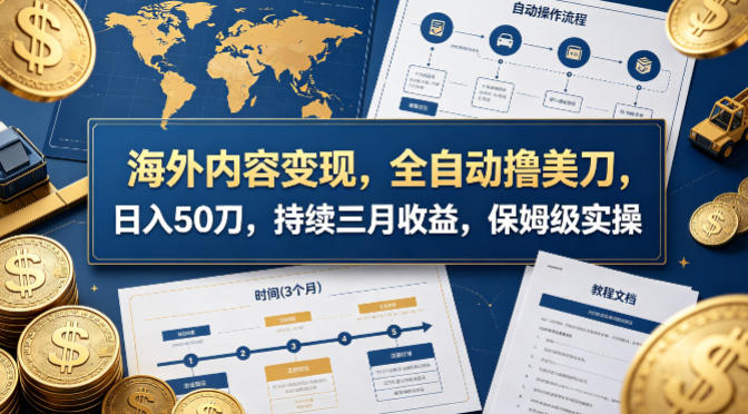 海外内容变现，全自动撸美刀，日入50刀，持续三月收益，保姆级实操【揭秘】-钱途社