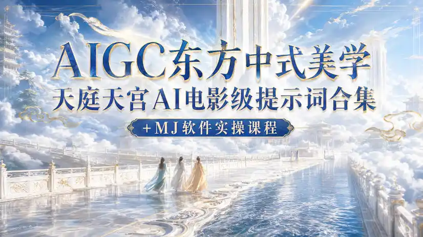 AIGC东方中式美学天庭天宫AI电影级提示词合集+MJ软件实操课程-钱途社