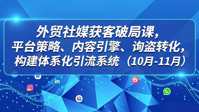 外贸 社媒获客破局课，平台策略、内容引擎、询盘转化，构建体系化引流系统(10月-11月-钱途社