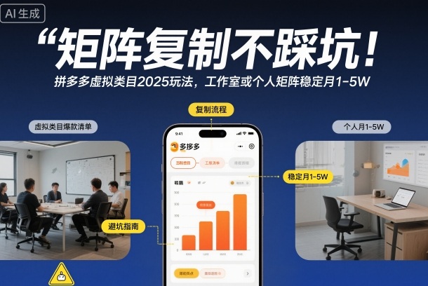 矩阵复制不踩坑！拼多多虚拟类目2025玩法，工作室或者个人矩阵稳定月1-5W【揭秘】-钱途社