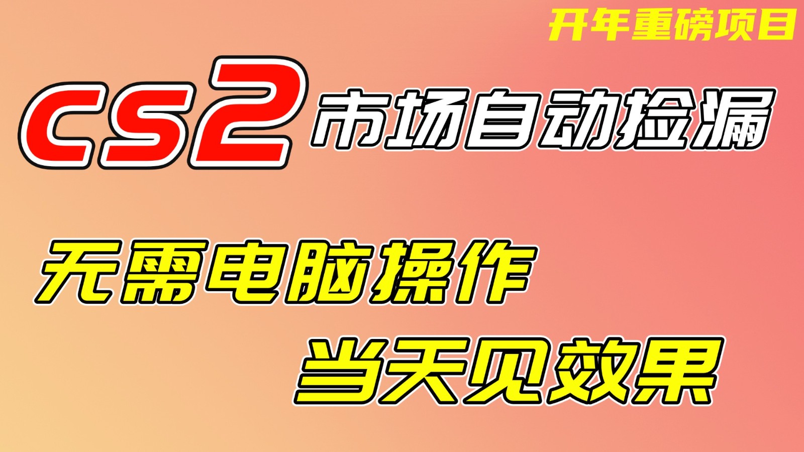 CS2市场挂机项,无需电脑操作,无需进入游戏,当天见效果,支持任何形式验证-钱途社