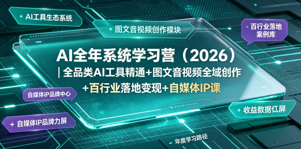 AI全年系统学习营(2026)｜全品类AI工具精通+图文音视频全域创作+百行业落地变现+自媒体IP打造年度进阶大课-钱途社