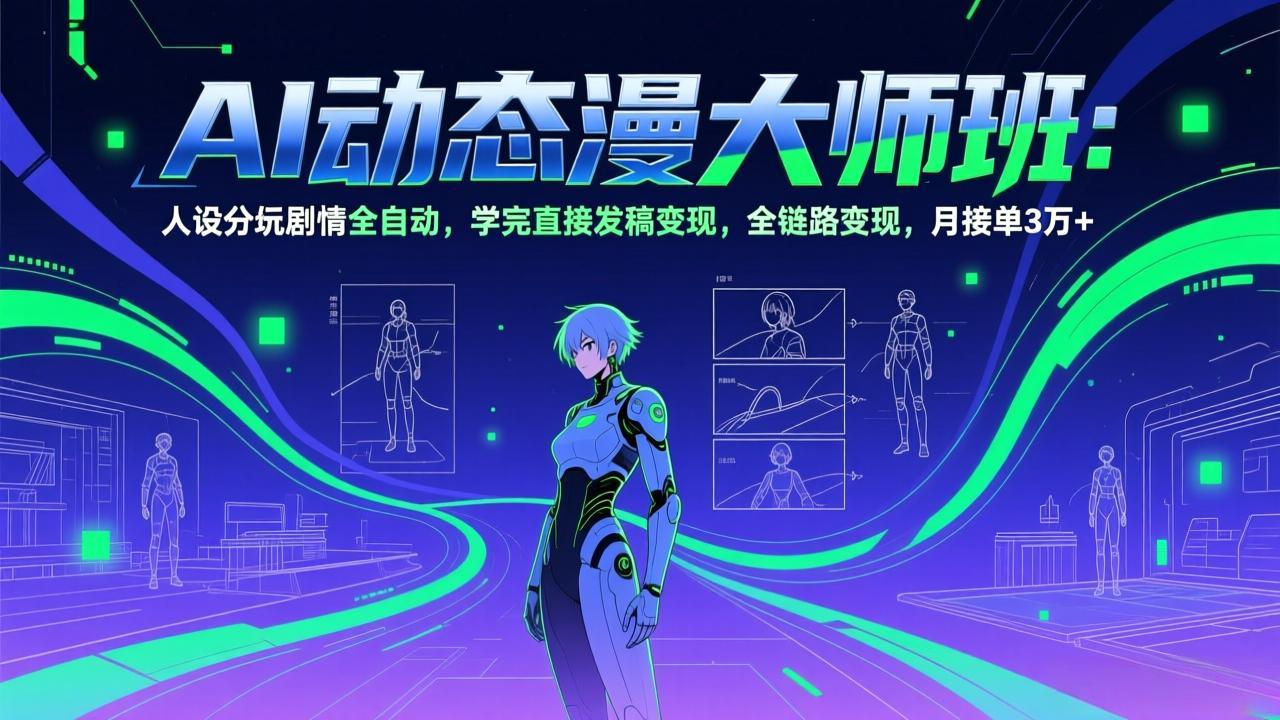 AI动态漫剧大师班：人设分镜剧情全自动，学完直接发稿变现，全链路变现，月接单3万+-钱途社