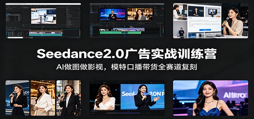 Seedance2.0广告实战训练营：AI做图做影视，模特口播带货全赛道复刻-钱途社