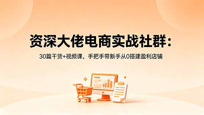资深大佬电商实战社群:30篇干货+视频课,手把手带新手从0搭建盈利店铺-钱途社