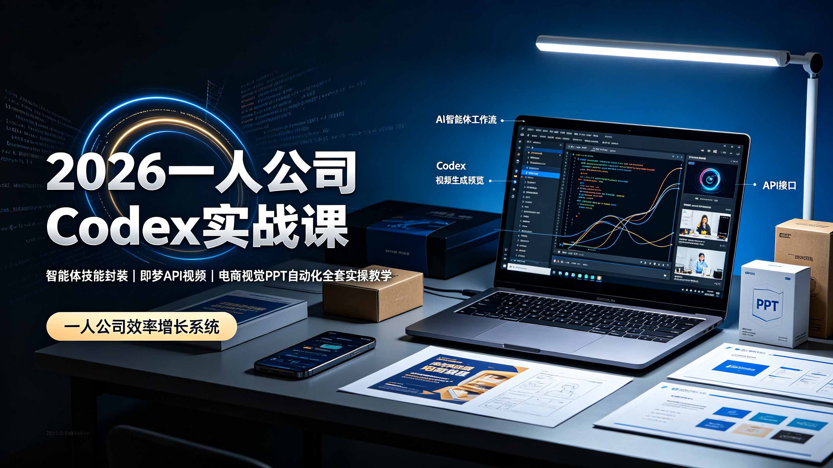 2026一人公司Codex实战课◆智能体技能封装｜即梦API视频｜电商视觉PPT自动化全套实操教学-钱途社