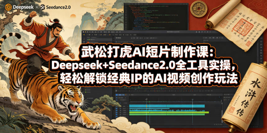 武松打虎AI短片制作课：Deepseek+Seedance2.0全工具实操，轻松解锁经典IP的AI视频创作玩法-钱途社
